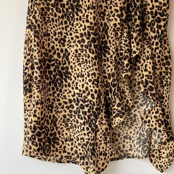 Women's Leopard Animal Print High Low Ruffled Skirt, Sz S - Picture 9 of 15